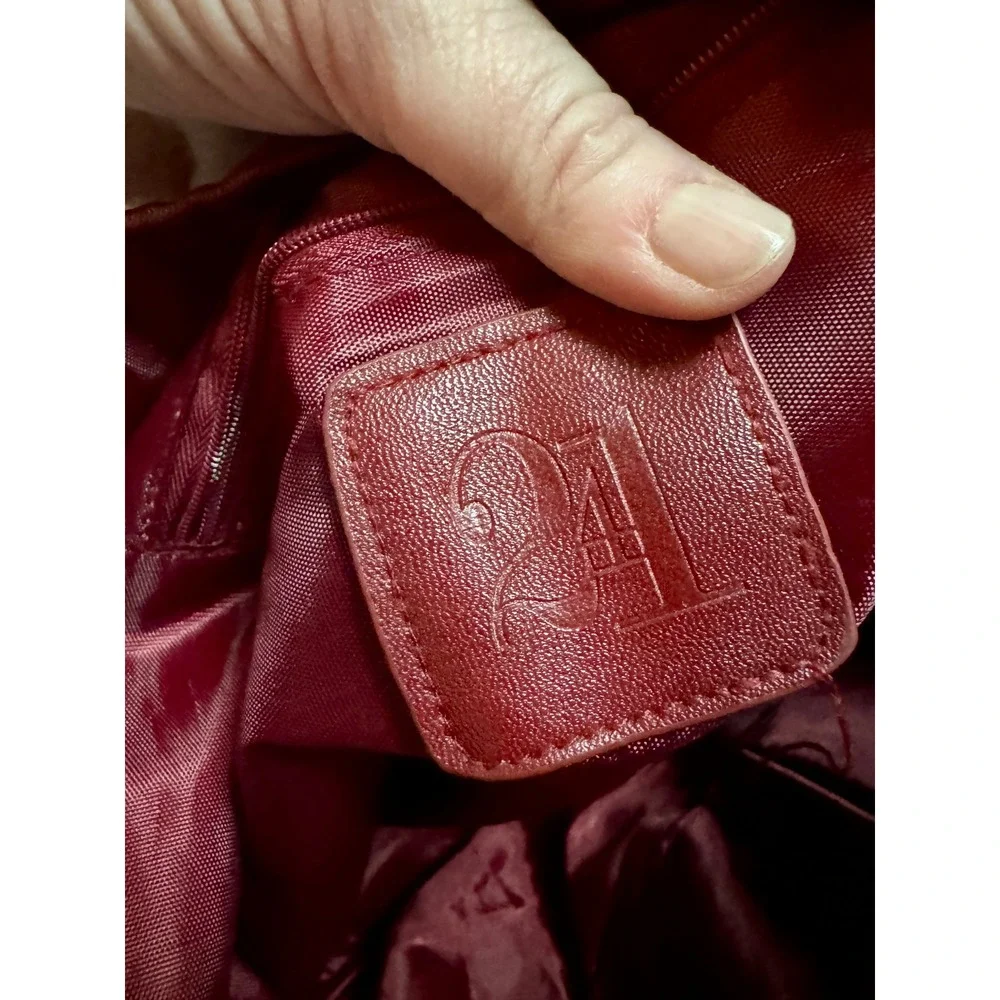 Red Faux Leather Tote Bag Shoulder Purse Hobo Style‎